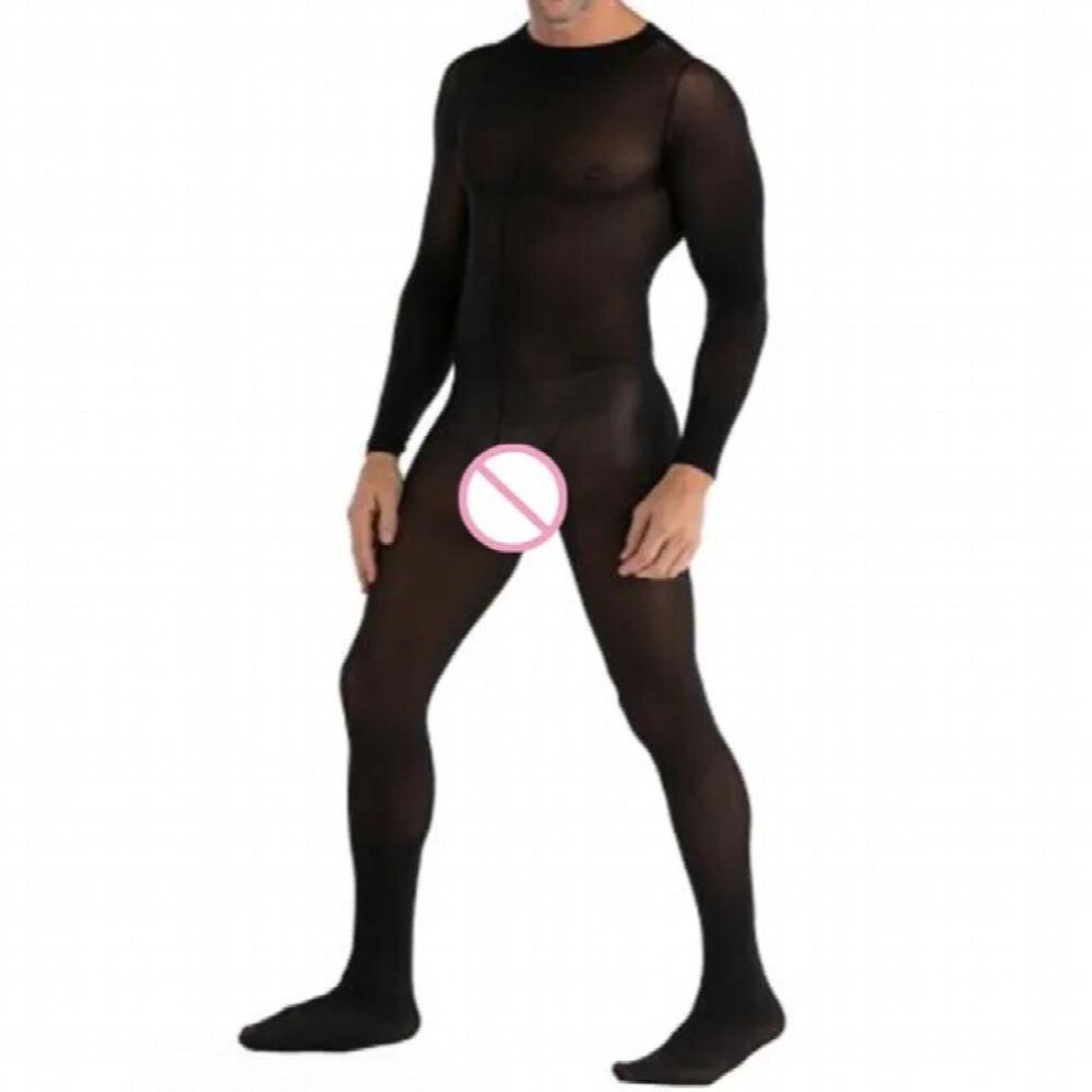 Body Hose Mens Bodystocking Seamless Sleepwear Sexy Body Lingerie Crotchless Bodysuit Men Pantyhose Long sleeves Underwear