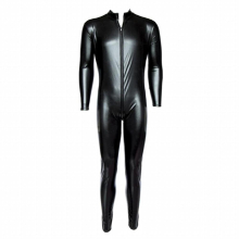 Wet Look Faux Leather Catsuit Sexy Lingerie for Men Spandex Bodysuit Clubwear Erotic Male Costume XXL XXXL Plus Size