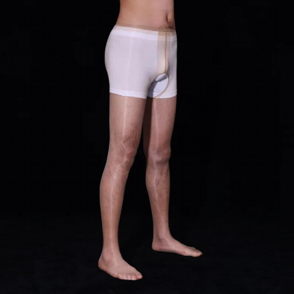 Men Crotchless Glossy Stockings Pantyhose Sexy Open Crotch Tights Sheer Ultrathin Smooth Panty Hose