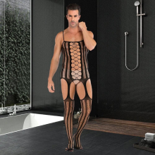 Erotic Sexy Bodysuit Fishnet Body Stockings Adult Male Underwear Man Transparent Club Party Nightwear Sex Tights for Men