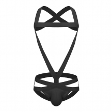Mens Lingerie Bulge Pouch Open Butt Bodysuit Underwear Shoulder Chest Harness Erotic Sexy Wrestling Singlet Bodysuit