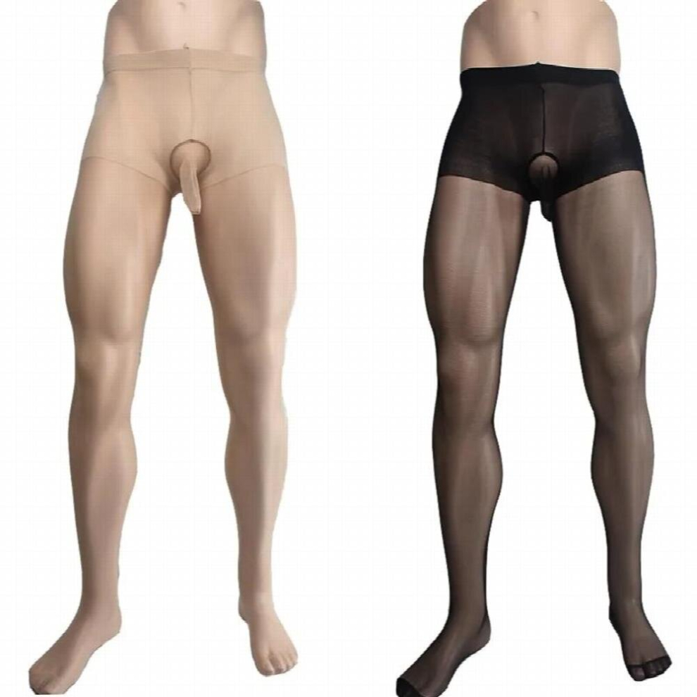 Brown Male Sissy Fetish Mens Sheer Pantyhose Tights Stockings With Crotch Sheath Erotic Fantasy Lingerie For Him And Beige