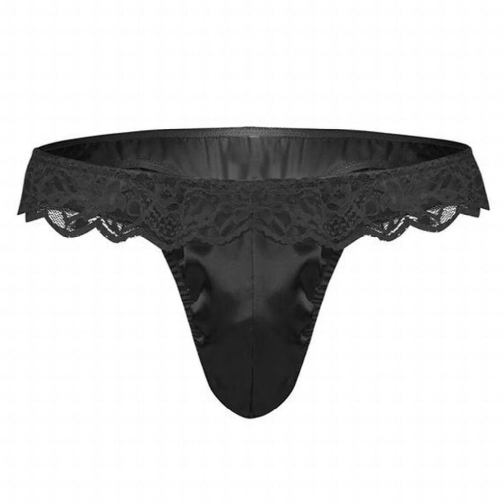 Black Mens Panties Sissy Sexy Lingerie Lace Bikini Man Underwear G-String Gay Thongs Erotic Lingerie Jockstrap Underpant Briefs
