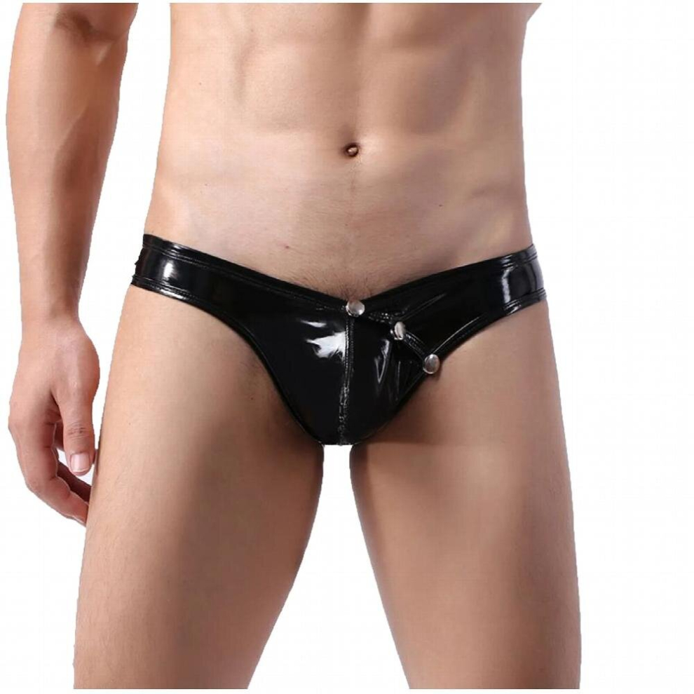Men Thong Patent Leather Sexy Underwear Male Briefs Underpants Gay U Penis Pouch T-Back G-String Homme Low Waist Sexy Lingerie