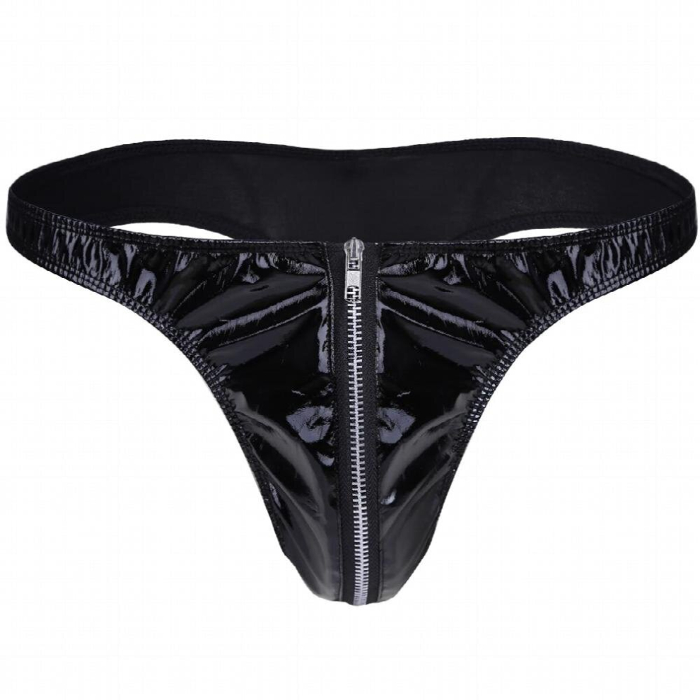 Multicoloured Men Latex Panties Leather Thongs Underwear Low Waist Zipper Crotch Briefs Sissy Male G-String Underpants Sexy Lingerie