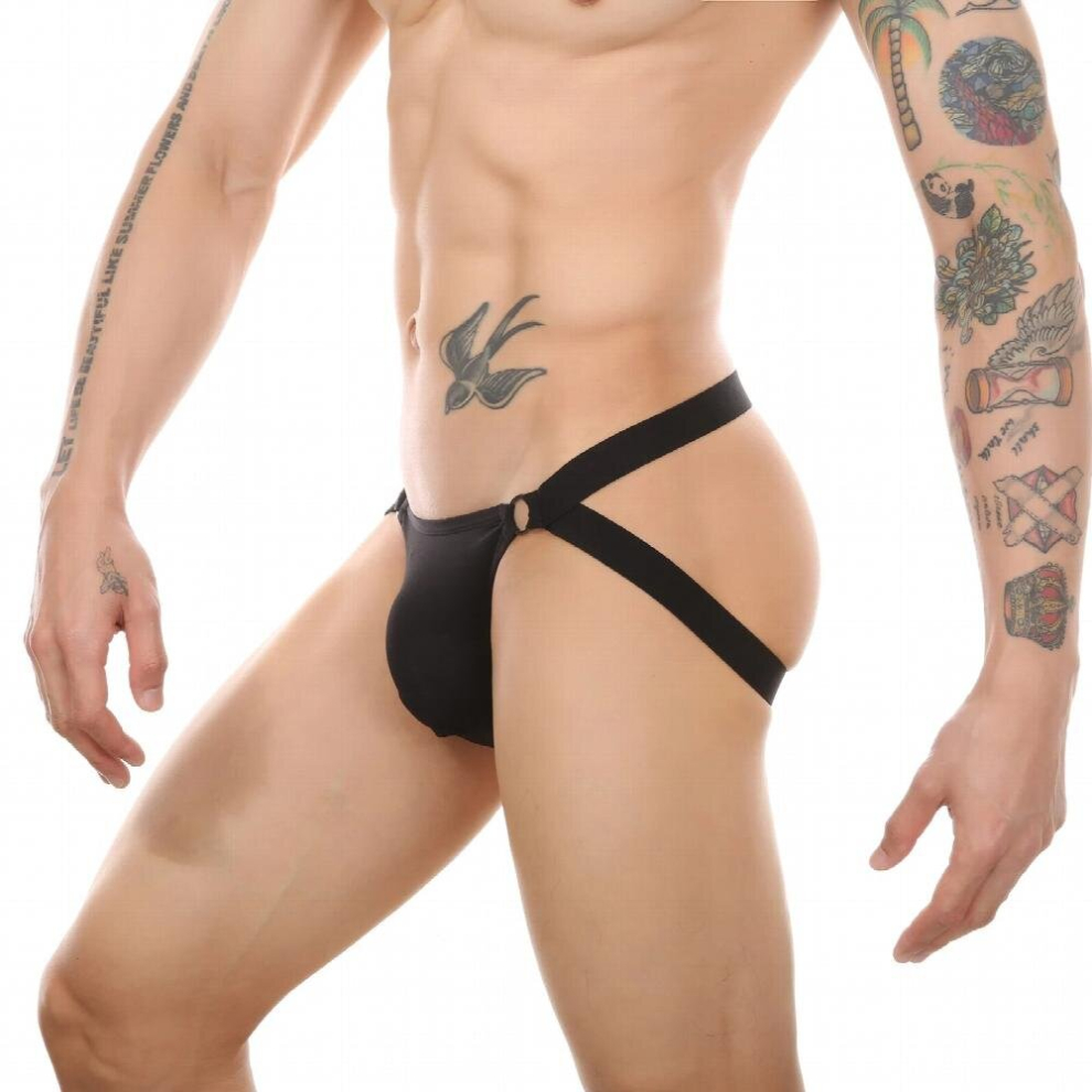 Sexy Underwear Men Thong Jockstrap Lingerie G String Penis Pouch Panties Mesh Underpants hombre Metal Ring Hollow