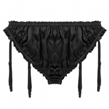 Mens Lingerie Briefs Stretchy Satin Ruffled Sissy Briefs Jockstraps Underwear Gay Male Panties with Plastic Garters
