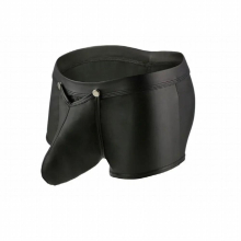 Sexy COCK Ring Plus Size Open Crotch G-string Faux Leather U Convex Pouch G-string Gay Wear Underwear Low Rise Sexy Thongs F12