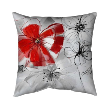 20 x 20 in. Red & Grey Flowers-Double Sided Print Indoor Pillow