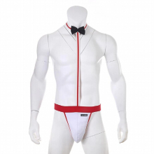 CLEVER-MENMODE Sexy Mankini Underwear Men Bow Tie Waiter Costume Bodysuit One-piece Lingerie Erotic Thong G String Homme