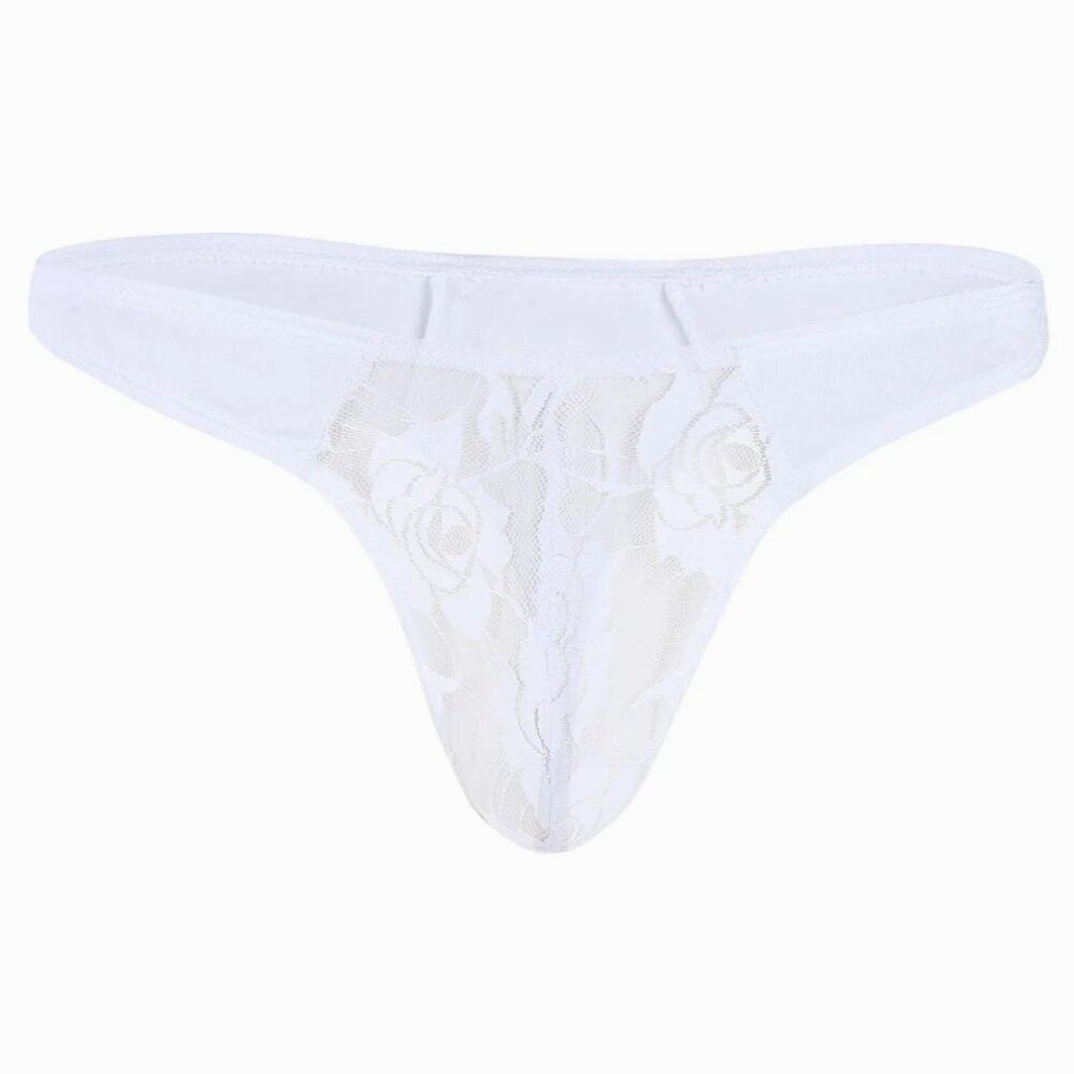 Mens Lingerie Low Rise Lace Floral Slip Hommes Bulge Pouch See-through Sexy Gay Male Underwear Underpant Jockstraps Panties