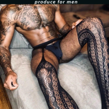 Sexy Pantyhose Mens Fishnet Stockings Crotch Tights Adult Male Underwear Exotic Man Transparent Mesh Club Party Night Wear