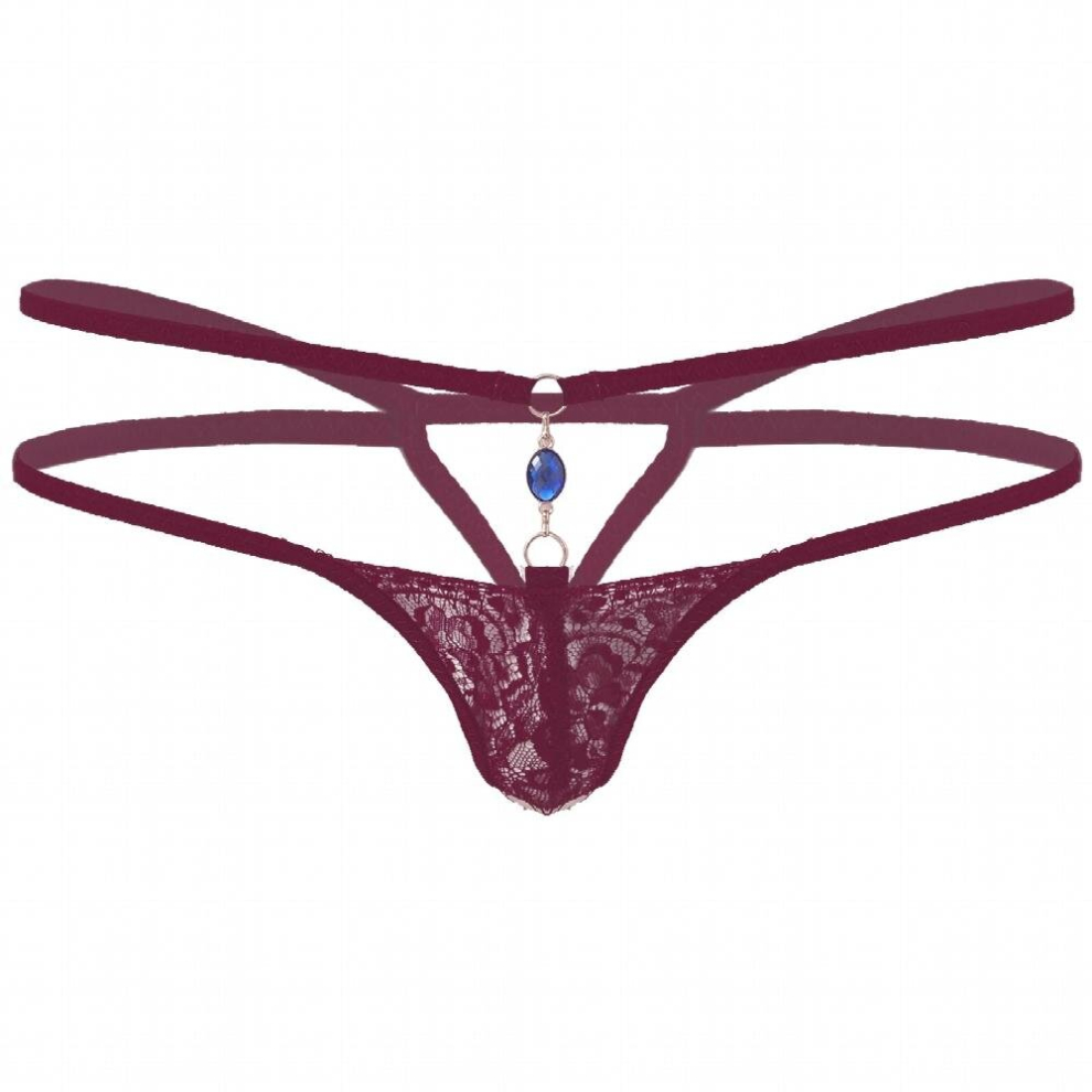 Gay Mens Lingerie Sissy T-back Underwear Decor Crotchless Underpants Erotic Sexy Open Crotch Sheer Lace Thongs Briefs Panties