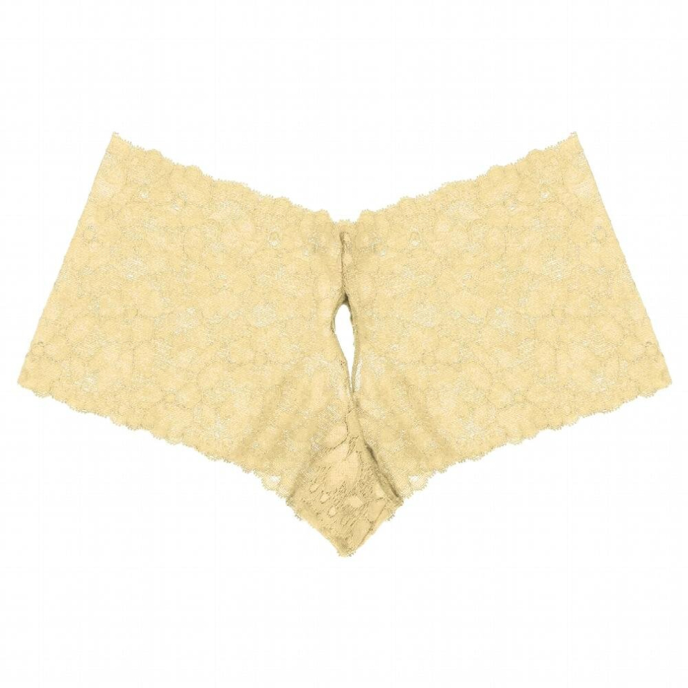 Men Plus Size Crotchless Briefs Erotic Sexy Lingerie Sissy Gay Underwear Nightwear Hollow Out Floral Lace Low Waist Underpants