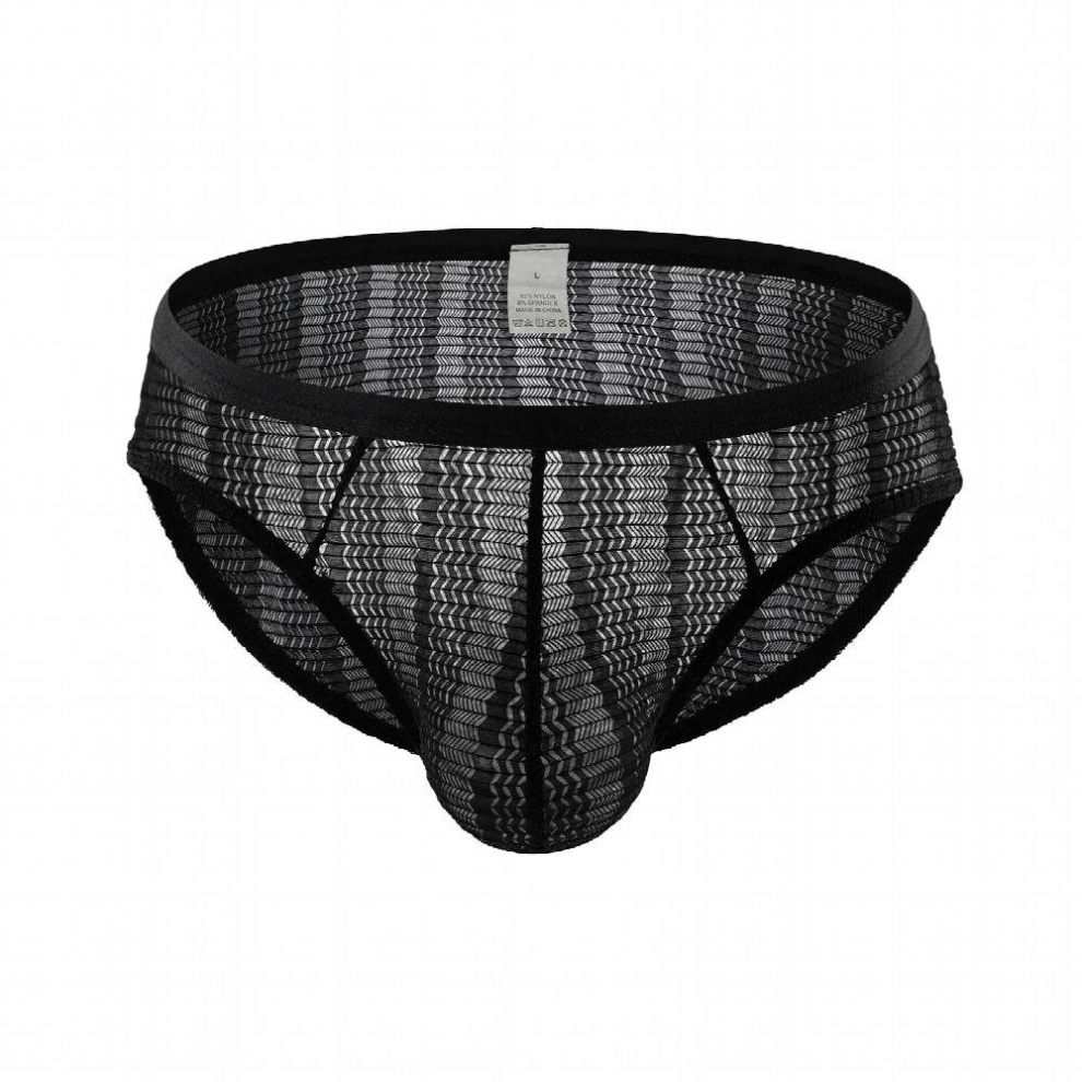 Men Lace Mesh Underwear Sexy Briefs Transparent Underpants Erotic See Through Lingerie Penis Pouch Stripe Panties