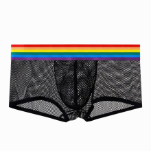 Sexy Mesh Mens Panties Hollow Boxers Shorts See Through Sexy Underwear Underpants hombre Erotic Lingerie Bottoms