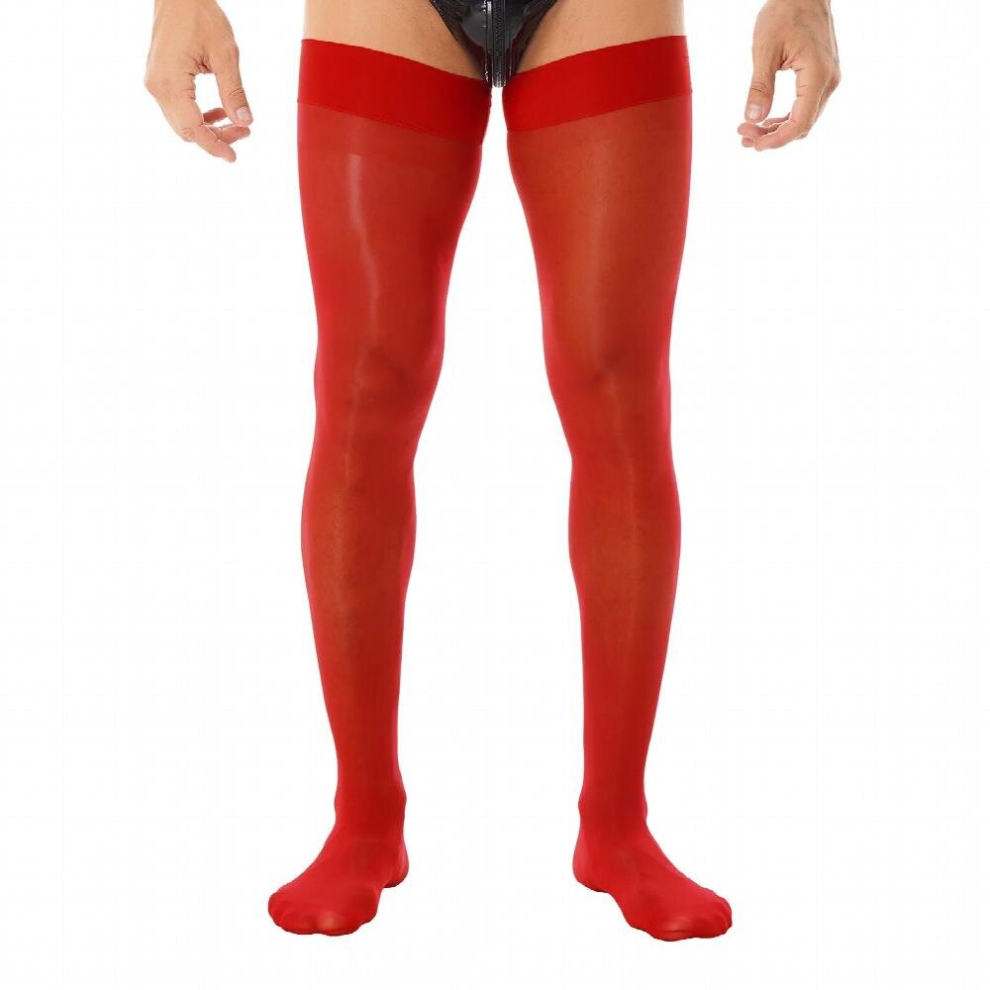 Multicoloured Mens Stretchy Lingerie Sheer Thigh High Socks Erotic Sexy Sock Hosiery See-Through Stockings Glossy Thin Stockings
