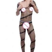 Shengrenmei Sexy Lingerie Gentleman Nightwear Exotic Hollow Underwear Male Stripe Bodysuit Mens Jumpsuit Man Sleepwear