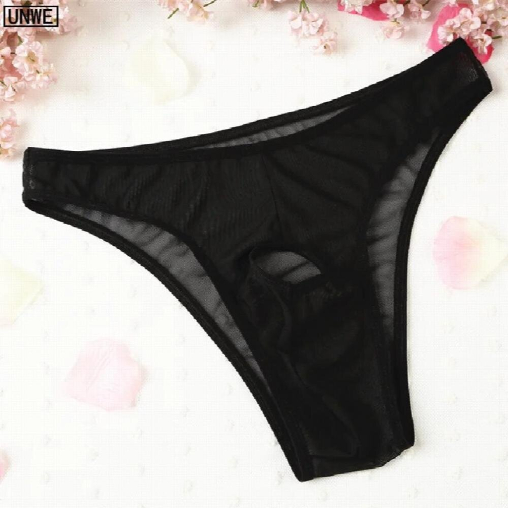 Gay Sexy Underwear Erotic Penis Hole Male Underpants Open Crotch Transparent Men Mesh Briefs