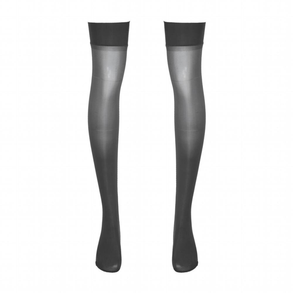 Men Erotic Accessories Glossy See-through Stockings Thin Solid Stretchy Sheer Thigh High Socks