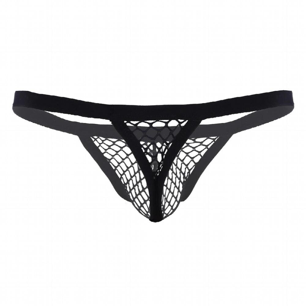 Mens Lingerie Sissy Gay Jockstraps See Through Fishnet Low Rise Bulge Pouch T-Back Thongs Bikini Briefs Underwear