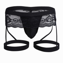 Mens Sexy Sissy Lace Underwear Thongs Enhance Pouch Gay Jock Strap Solid Low Waist Tanga Hombre Plus Size String Homme Underpant
