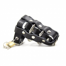 Male Underwear Sissy Penis Chastity Cage Panties Fetish Men Leather Locking Bondage G String Crotchless Gay Panties for BDSM Sex