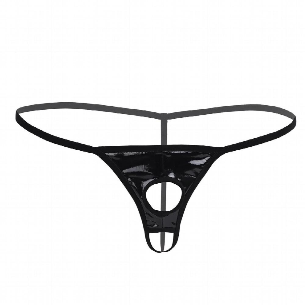 Multicoloured Sexy Mens Lingerie Patent Leather Thong Panties G-Strings Bikini Briefs Underwear With Penis Holes Erotic Gay Male Underpants
