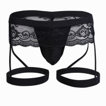 Mens Sexy Sissy Lace Underwear Thongs Enhance Pouch Gay Jock Strap Solid Low Waist Tanga Hombre Plus Size String Homme Underpant