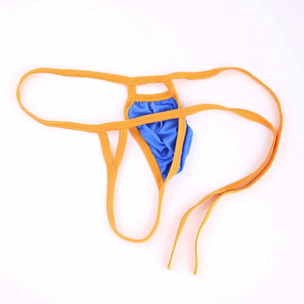 Mens Sexy Micro Mini Lace-up Thongs Underwear Erotic Cutout Bulge Pouch G-strings Lingerie Low Rise T-back Underpants for Males