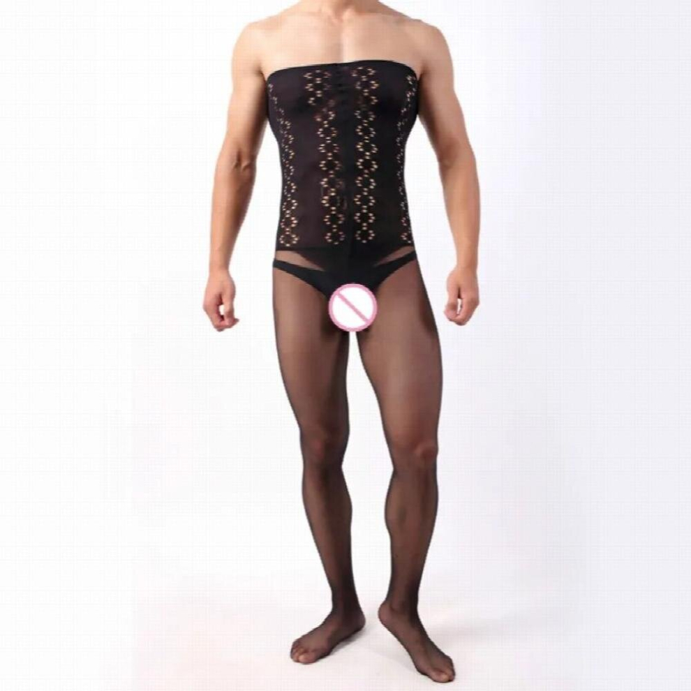 Black Sell Male Underwear Mens Sexy Costumes Lingerie Crotchless Bodysuits Nightwear Fetish Catsuit Gentleman Exotic Sleepwear