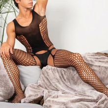 Fetish Underwear For Mens Body Stockings Man Fishnet Bodysuits Crotchless Lingerie Sissy Jumpsuit Male Erotic Porno Sleepwear
