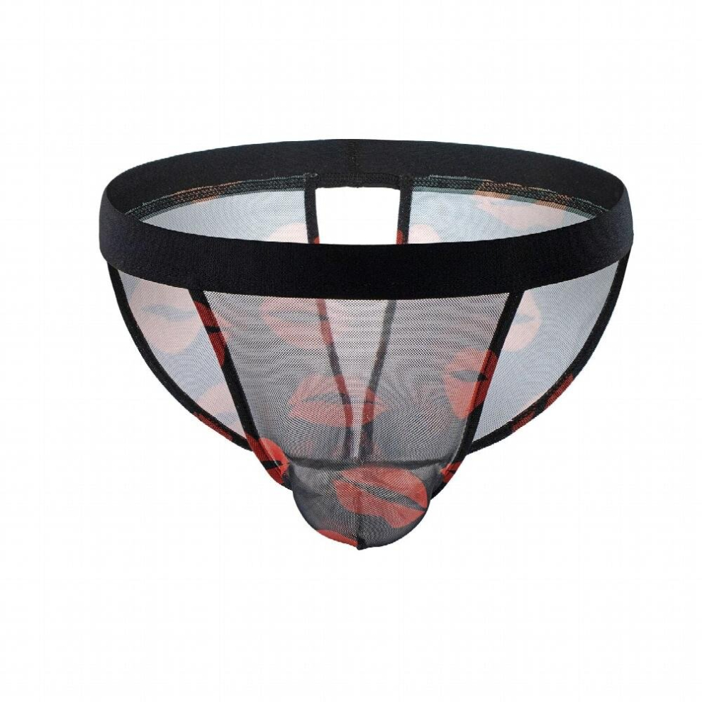 Men Briefs Sexy Sheer Underwear Lips Lingerie Backless Underpants Mesh Buttock Transparent Erotic Costume Panties