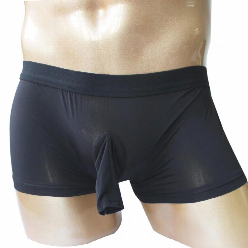 Sexy Male Transparent Stretch Panties Ice Silk Men Gay Boxer Briefs Open Penis Sheath Sissy Fetish Lingerie Erotic Underwear
