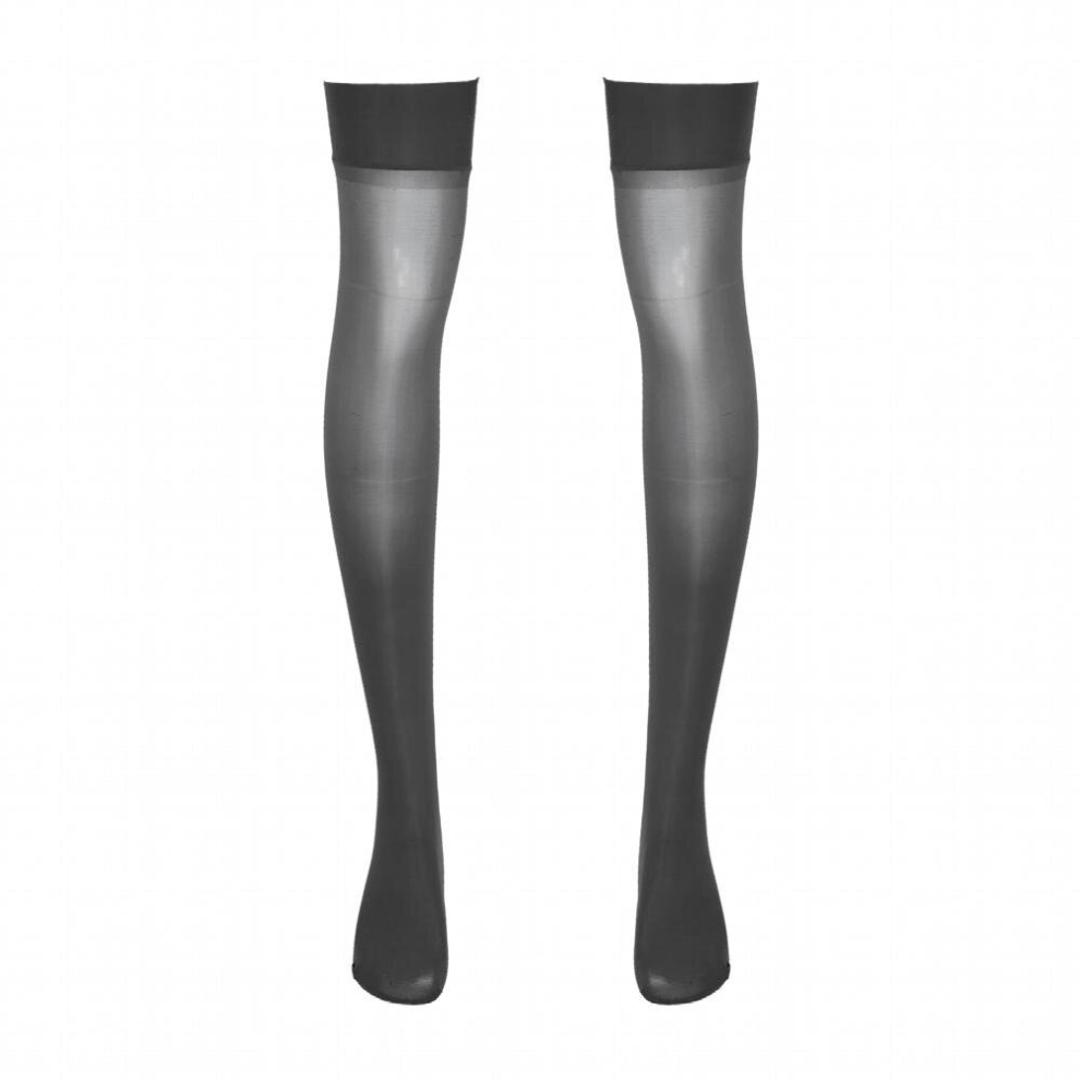 Men Erotic Accessories Glossy See-through Stockings Thin Solid Stretchy Sheer Thigh High Socks