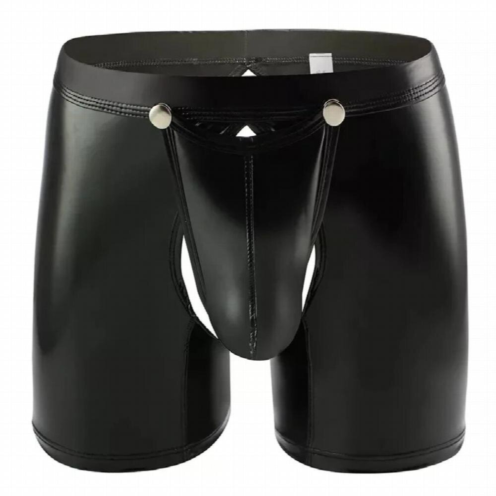 Sexy Open Crotch Soft Leather Boxer Erotic Below For Sex Mens Bodycon Sexy Bottom Crotchless Patent Leather Fetish Pants