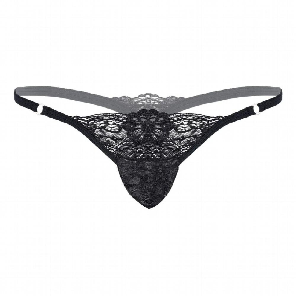 Black Mens Sissy Lace T-Back Briefs Bulge Pouch G-String Lingerie Bikini See Through Thong Sleepwear Underpants Male Erotic Underwear