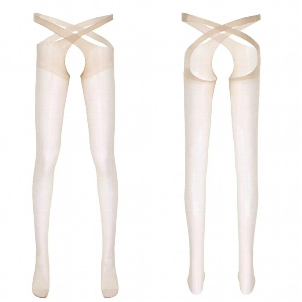 Mens Adult Sexy Underwear See-through Thin Pantyhose Open Crotch Stretchy Slim Fit Cross Tights Sissy Erotic Lingerie Stockings