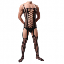 Sexy Mens Open Crotch Bodysuits Siamese Sleepwear Tight Stockings Teddies Male Erotic Porno Sleepwear Club Party Nightwear