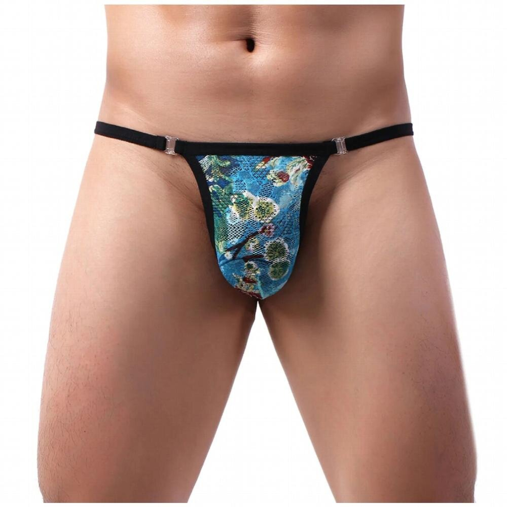 Blue Sexy Lingerie G-String Mens Panties Sexy Underwear Gay Thongs Lace Thong Underpants Porn Briefs Erotic Lingerie Sissy Panties
