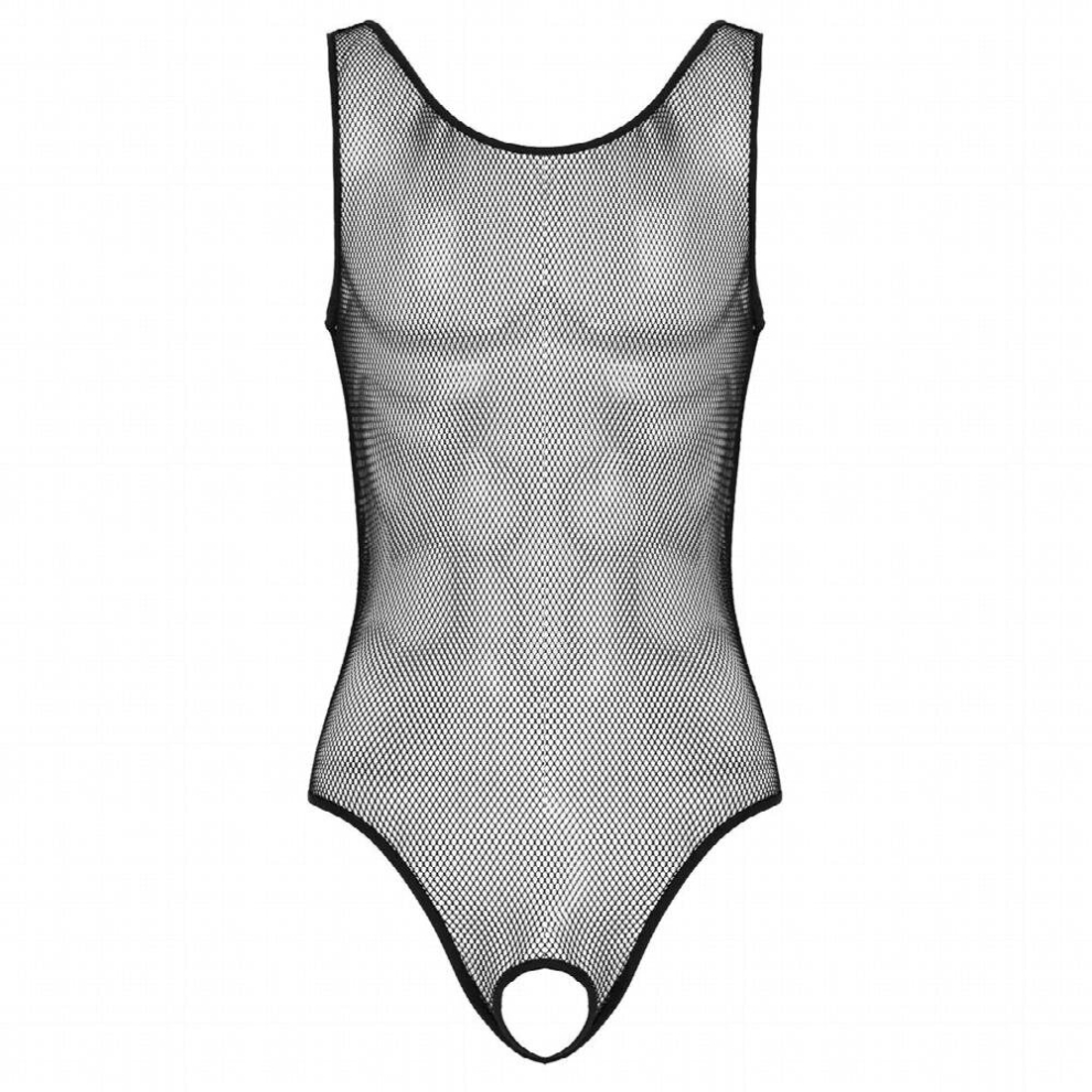 Mens Fishnet Bodysuit Jumpsuit Sexy Lingerie Clothing Sleepwear Hollow Out Open Crotch Gay Sexy Underwear Sissy Nightwear