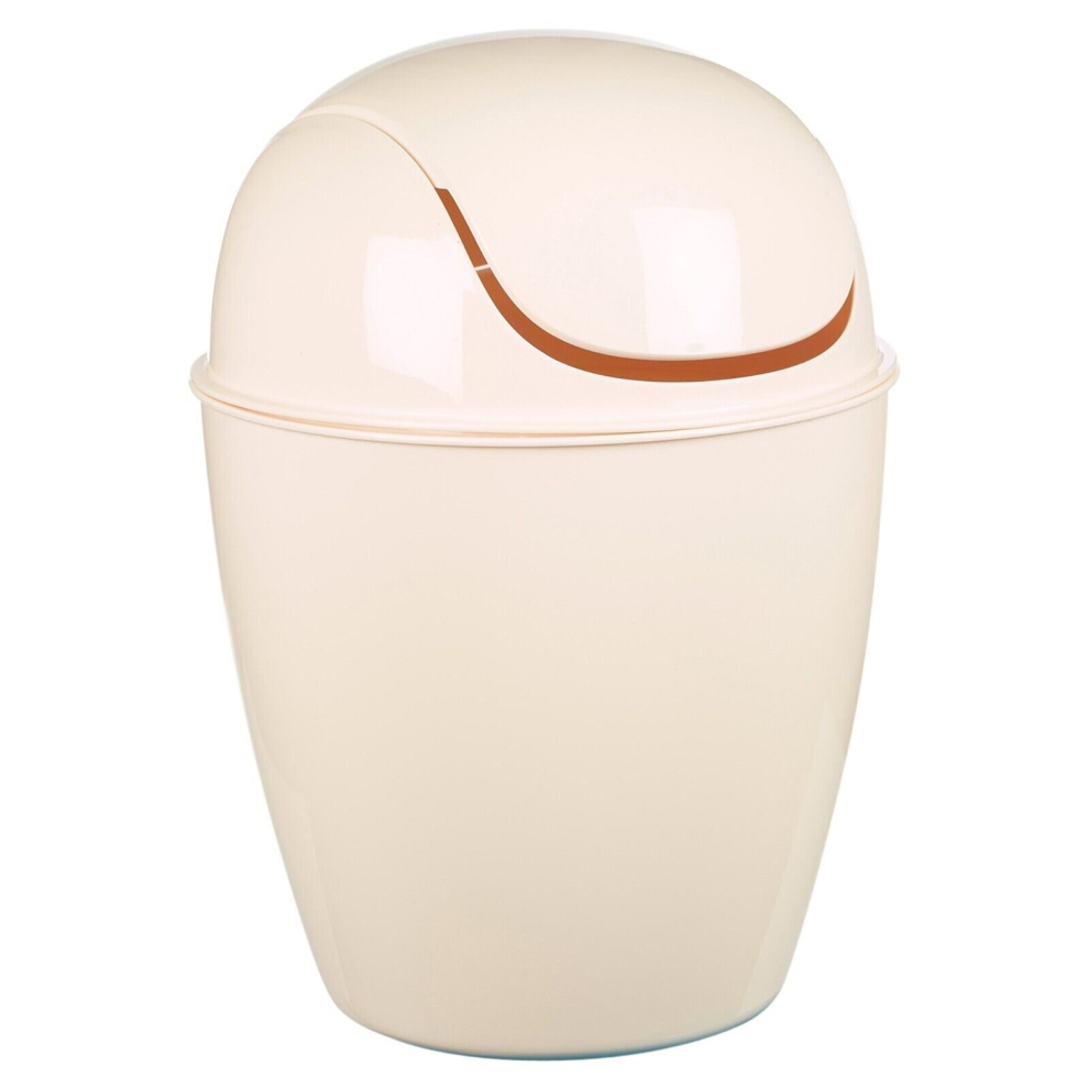 (Off White, 12L) Plastic Swing Top Lid Bin Rubbish Trash Can Bathroom Office Under Counter