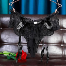 Mens Sexy Steel Ring Low Waist Hollow Double Thong Panties Nightclub Stage Leg Restraint Belt Thong Thong Lace