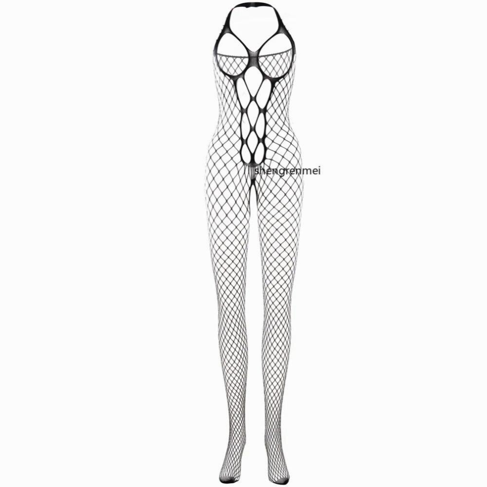 Black Mens Crotchless Bodysuit For Male Underwear Gay Sexy Lingerie Adult Nightwear Exotic Sex Jumpsuit Net Clothing