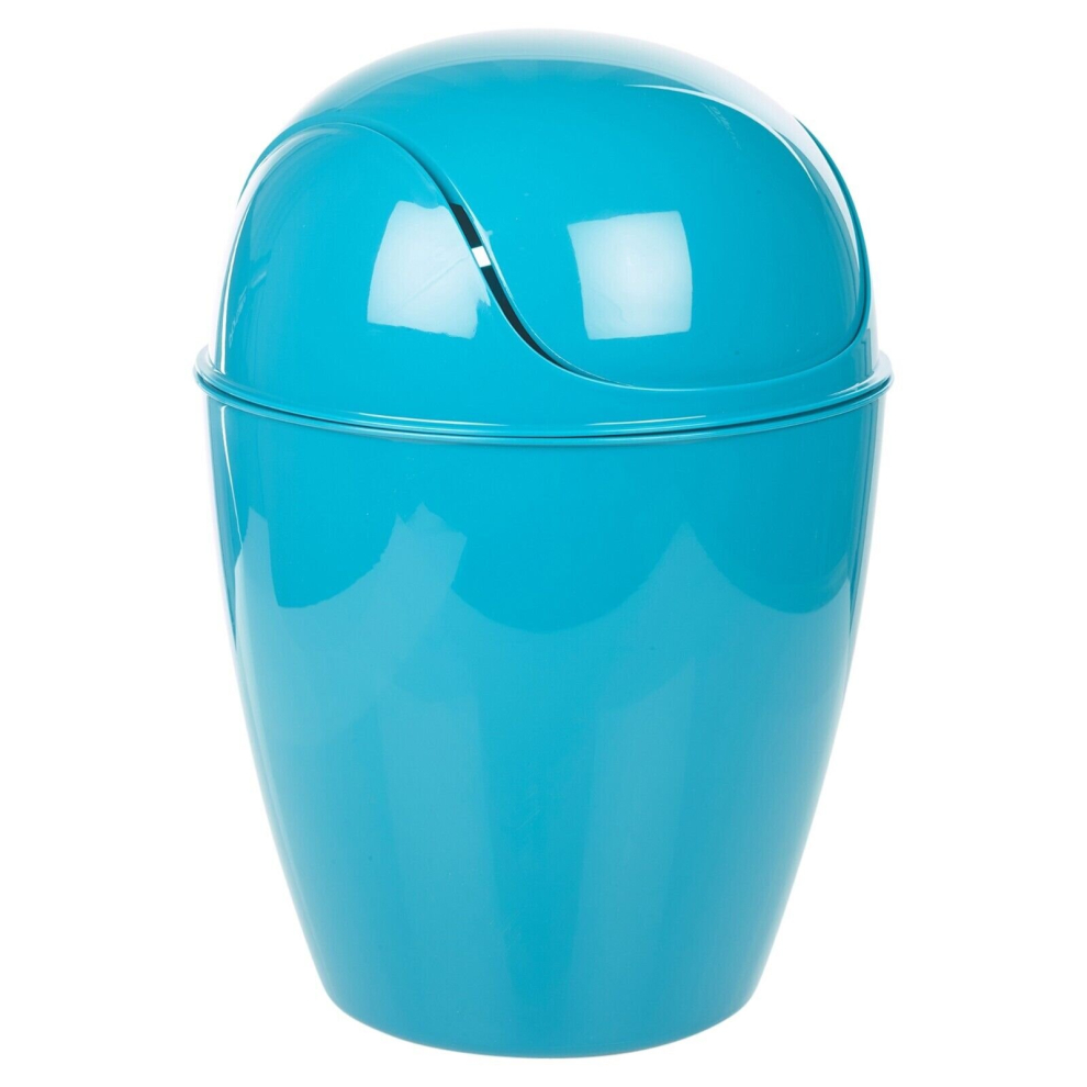 (Teal, 12L) Plastic Swing Top Lid Bin Rubbish Trash Can Bathroom Office Under Counter