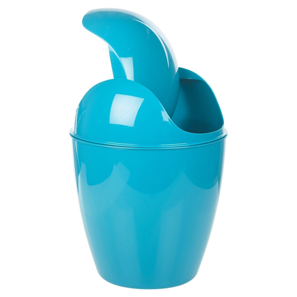 (Teal, 5L) Plastic Swing Top Lid Bin Rubbish Trash Can Bathroom Office Under Counter