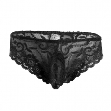 Sexy Lace Panties Men Sissy Underwear Bikini Briefs Lace Floral Bulge Pouch Erotic Panties See Through Mesh Gay Underwear