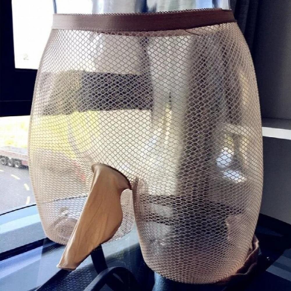 Multicoloured Sexy Lingerie Sissy Fetish Mens Small Mesh Fishnet Pantyhose With Penis Sheath Seamless Tights Stockings