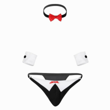 Male Mens Lingerie Set Jockstraps Panties Bow Tie Tuxedo Thong G-string Briefs with Collar for Costumes Cosplay Party