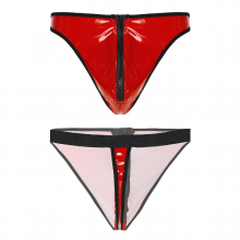 Erotic Lingerie Underwear Man Latex Panties Pole Dance Party Clubwear Wetlook Patent Leather Briefs Low Rise Bulge Pouch Thongs